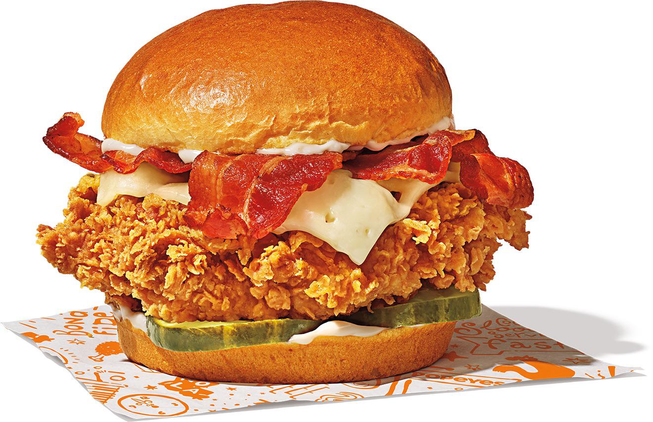 Spicy Bacon and Cheese Chicken Sandwich Popeyes